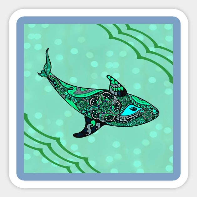 Green Whale Sticker by Sailfaster Designs